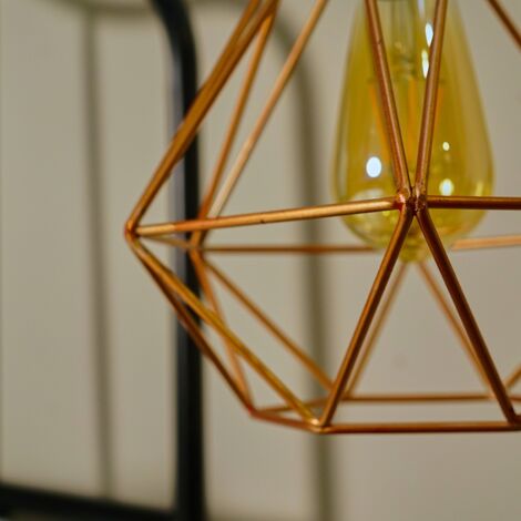 Diablo Modern Geometric Copper Metal Basket Cage Ceiling Pendant Light Shade