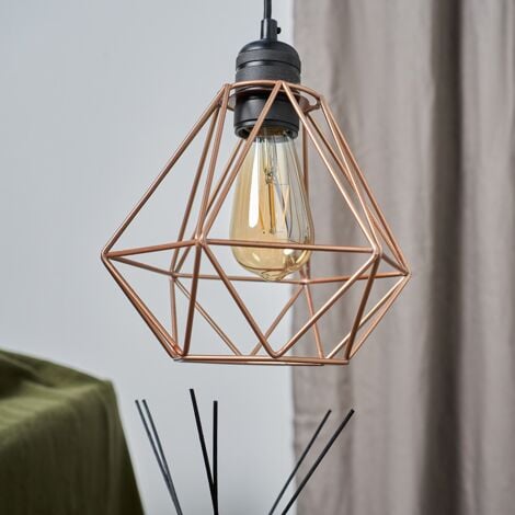 Diablo Modern Geometric Copper Metal Basket Cage Ceiling Pendant Light Shade