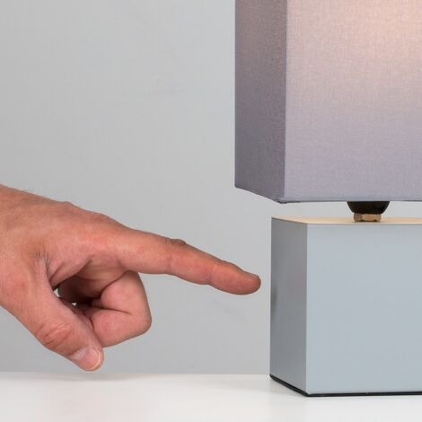 Cubbie Pair of Grey Modern Cube Touch Dimmer Bedside Table Lamps with Grey Shades