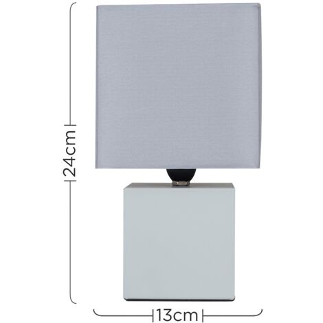 Cubbie Pair of Grey Modern Cube Touch Dimmer Bedside Table Lamps with Grey Shades