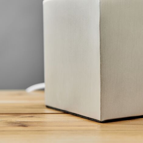 Cubbie Pair of Grey Modern Cube Touch Dimmer Bedside Table Lamps with White Shades