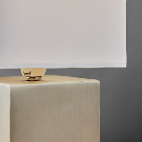 Cubbie Pair of Grey Modern Cube Touch Dimmer Bedside Table Lamps with White Shades