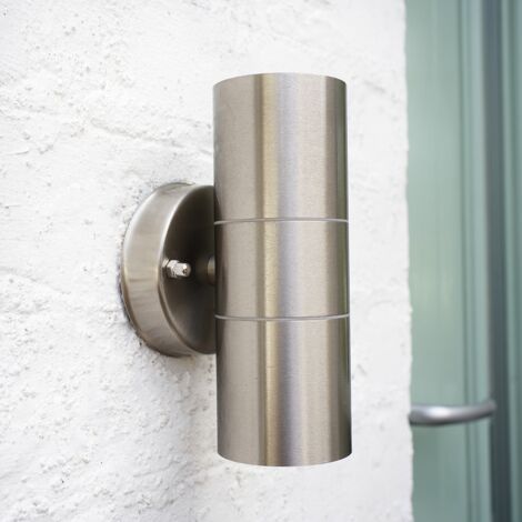 Gainsford Modern IP44 Rated Stainless Steel Outdoor Garden Up Down Security Wall Light