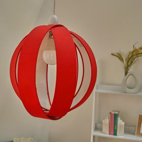 J90 Red Modern Fabric Globe Ceiling Pendant Light Shade