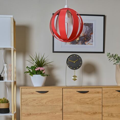J90 Red Modern Fabric Globe Ceiling Pendant Light Shade