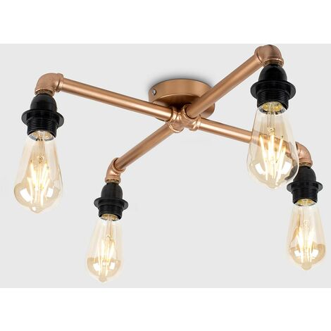 luiggi steampunk 5 way bar ceiling light in black