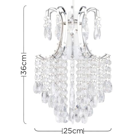 Donah Modern Silver Chrome Ceiling Pendant Light Shade with Clear Acrylic Droplets