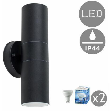 Outdoor Up & Down Wall Light Fittgin + 3W Dusk to Dawn Sensor Bulb - Add LED Bulbs