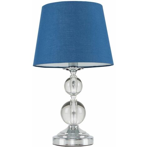 Chrome and Acrylic Ball Touch Dimmer Table Lamp With Light Shade - Navy Blue - No Bulb