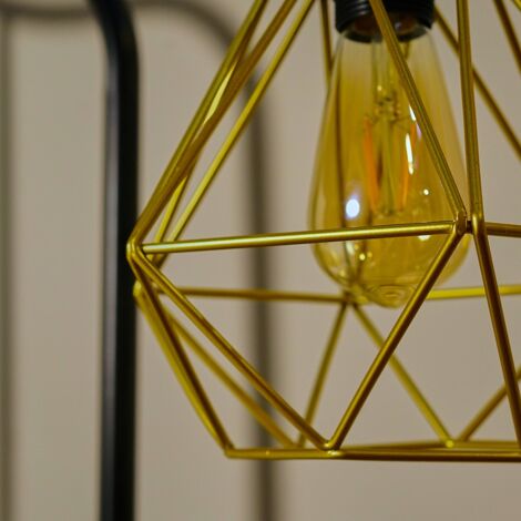 Diablo Gold Ceiling Pendant Shade and B22 Pear LED 4W Warm White 2700K Bulb