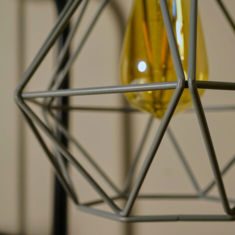Diablo Grey Ceiling Pendant Shade and B22 Pear LED 4W Warm White 2700K Bulb