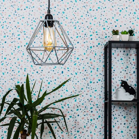 Diablo Grey Ceiling Pendant Shade and B22 Pear LED 4W Warm White 2700K Bulb