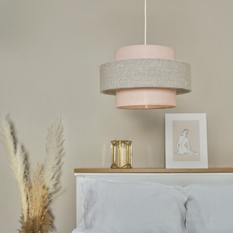 Weaver Pink Ceiling Pendant Shade and B22 GLS LED 10W Warm White 3000K Bulb