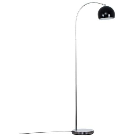 Curved Floor Lamp In Chrome With A Arco Metal Dome Light Shade Black Arco Metal Dome Light Shade, Floor Standing Reading Lamps Argos