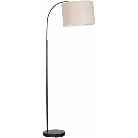 Black Curved Stem Floor Lamp - Beige - Including LED Bulb