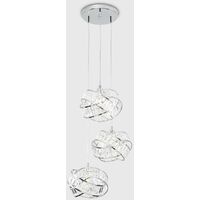 3 Way Chrome & Clear Acrylic Jewel Ring Ceiling Pendant Light Fitting - No Bulbs