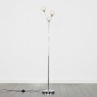 Chrome Floor Lamp Living Room Light 3 Way - Add LED Bulbs
