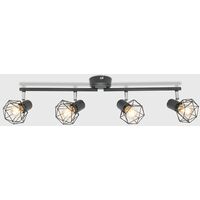 Grey 4 Way Spot Light Bar Ceiling Light Metal Shades - No Bulb