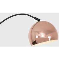 Curved Floor Lamp Modern Light in Dark Grey with Acro Dome Shade - Copper