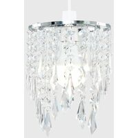 2 x Chandelier Ceiling Pendant Light Shades with Clear Acrylic Jewel Droplets - No Bulbs