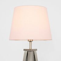 Nero Tripod Floor Lamp in Brushed Chrome with a Tapered Shade - Pink - No Bulb