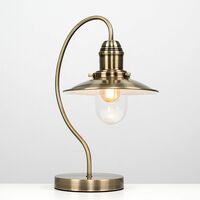 2 x Metal & Glass Lantern Wall Lights - Antique Brass - No Bulb