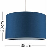 Reni Fabric Drum Light Shade - Navy Blue - 35cm