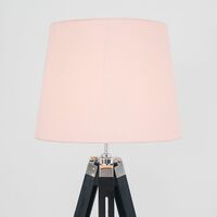 Clipper Tripod Floor Lamps in Black with Large Aspen Shade - Pink - No Bulb