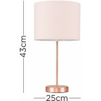 Copper Table Lamp Fabric Lampshades - Dusky Pink
