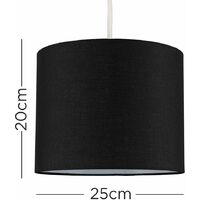Reni Fabric Drum Light Shade - Black - 25cm