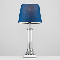 Glass Column Touch Table Lamp Small Tapered Shade - Navy Blue