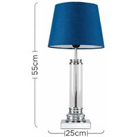 Glass Column Touch Table Lamp Small Tapered Shade - Navy Blue