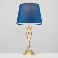 Touch table Lamp in Gold With Tapered Shade - Navy Blue - No Bulb