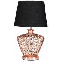 Copper Lattice Vase Table Lamp With Tapered Light Shade - Black