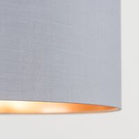 Ceiling Pendant Light Shade Reni Fabric Drum Lampshade - Grey & Copper - 35cm