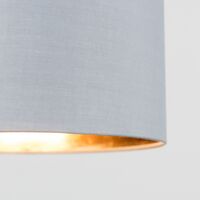 Reni Fabric Drum Light Shade - Grey & Gold - 25cm