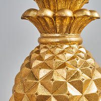 2 x Pineapple Table Lamps in Gold With Tapered Shades - White