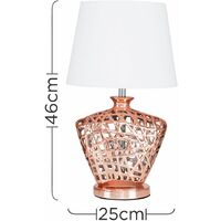 Copper Lattice Vase Table Lamp With Tapered Light Shade - White