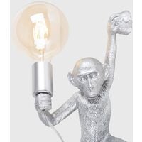 Monkey Wall Light Fitting Holding Light Bulb - Silver - No Bulb