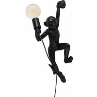Monkey Wall Light Fitting Holding Light Bulb - Black - No Bulb