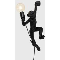 Monkey Wall Light Fitting Holding Light Bulb - Black - No Bulb