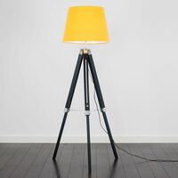 Tripod Floor Lamp Clipper Standing Light in Black with Tapered Shade - Mustard