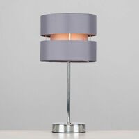 Touch Table Lamps Chrome Lighting Grey Lampshade Dimmer Lighting - No Bulb