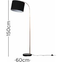 Copper / Black Curved Floor Lamp + Black Shade