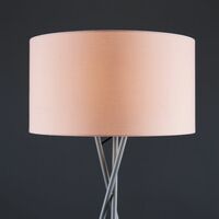 Camden Tripod Floor Lamp in Grey + Large Reni Shade - Pink - No Bulb