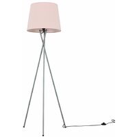 Camden Tripod Floor Lamp in Grey + Large Aspen Shade - Pink - No Bulb