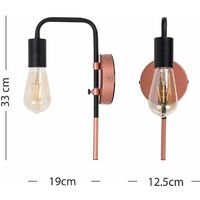 2 X Industrial Copper & Black Plug In Swing Arm Wall Lights