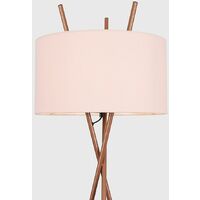 Crawford Tripod Floor Lamp in Copper with Large Reni Shade - Pink - No Bulb