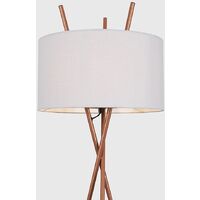 Tripod Floor Lamp Crawford Standard Light in Copper with Cylinder Lampshade - Cool Grey