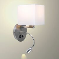Square Shade Hotel Wall Lights Reading Light USB Twin Pack - No Bulb